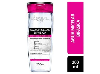 AGUA MICELAR LOREAL PARIS SKIN CARE DESMAQUILLANTE BIFÁSICA 200ML - 1