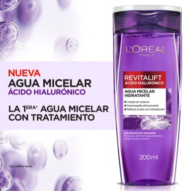 AGUA MICELAR LOREAL PARIS HIDRATANTE REVITALIFT ÁCIDO HIALURÓNICO 200ML - 3