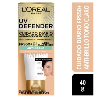 TRATAMIENTO ROSTRO LOREAL PARIS CREMA UV DEFENDER ANTI-BRILLO LIGHT FPS50 40ML
