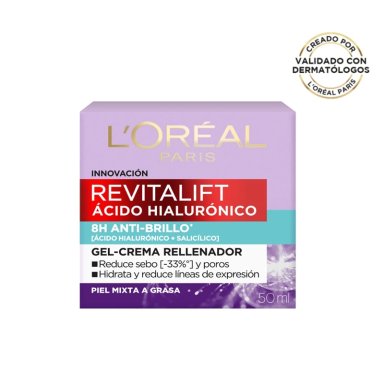 CREMA FACIAL LOREAL PARIS GE SKIN CARE REVITALIFT ÁCIDO HIALURÓNICO Y ÁCIDO SALICÍLICO 50 ML - 3