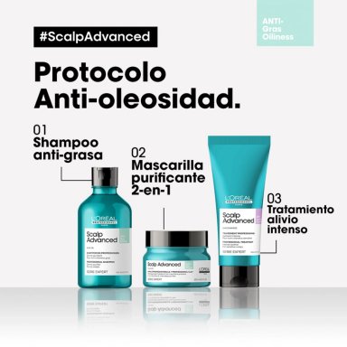 SHAMPOO EN GEL QUE PURIFICA EL CUERO CABELLUDO Y LA FIBRA DE RESIDUOS, SUDOR Y GRASA PARA UNA SENSACIÓN MÁS FRESCA Y LIMPIA SCALP ADVANCED ANTI-OILINESS 500 ML - 10