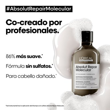 SHAMPOO REPARADOR SIN SULFATO ABSOLUT REPAIR MOLECULAR PARA CABELLO MUY DAÑADO LOREAL PROFESSIONNEL 300 ML - 5