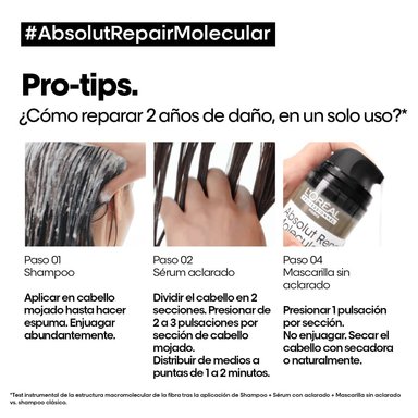 SHAMPOO REPARADOR SIN SULFATO ABSOLUT REPAIR MOLECULAR PARA CABELLO MUY DAÑADO LOREAL PROFESSIONNEL 300 ML - 6
