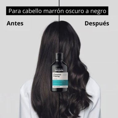 SET CHROMA CREME VERDE NEUTRALIZADOR PARA CABELLO MARRÓN OSCURO A NEGRO (SHAMPOO CHROMA CREME 500ML + SHAMPOO METAL DETOX 100ML) - 3