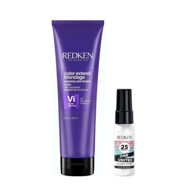 SET PARA CABELLO RUBIO PLATINADO ICY BLONDE COLOR EXTEND BLONDAGE (MASCARILLA 250ML + ONE UNITED MINI) - 1