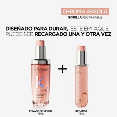 SET KERASTASE CHROMA ABSOLU: ACEITE 75ML + REFILL 75ML PARA CABELLO CON COLOR - 5