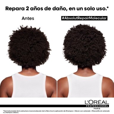 SET LOREAL PROFESSIONNEL ABSOLUT REPAIR MOLECULAR: SHAMPOO 300ML + TERMOPROTECTOR 100ML PARA CABELLO MUY DAÑADO - 6