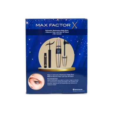 PACK MAX FACTOR MÁSCARA FALSE LASH EPIC WP + DELINEADOR MASTERPIECE MATTE LIQUID BLACK + MINI NECESER - 2