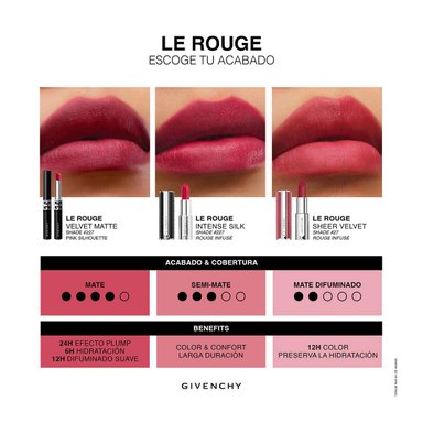 LABIAL GIVENCHY LE ROUGE VELVET MATTE N04 DELICADEZA OCULTA - 10