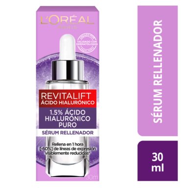PACK L'ORÉAL PARIS SÉRUM ROSTRO + CREMA GEL REVITALIFT ÁCIDO HIALURÓNICO - 3