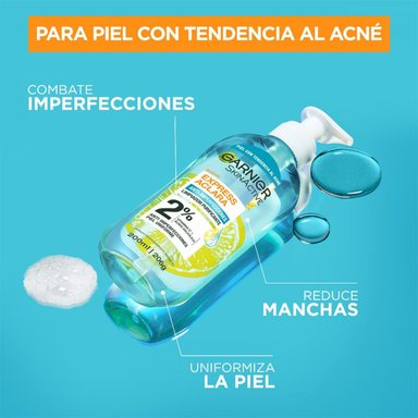 GEL LIMPIADOR FACIAL EXPRESS ACLARA ANTI IMPERFECCIONES GARNIER 200 ML - 3