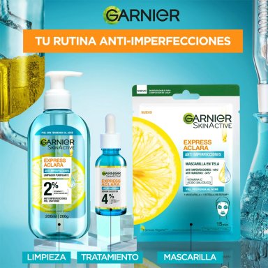 GEL LIMPIADOR FACIAL EXPRESS ACLARA ANTI IMPERFECCIONES GARNIER 200 ML - 4