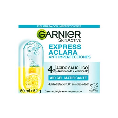 CREMA HIDRATANTE MATIFICANTE EN GEL EXPRESS ACLARA ANTI IMPERFECCIONES GARNIER 50 ML - 2