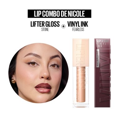 SET LIP COMBO MAYBELLINE DE NICOLE LABIAL VINYL INK FEARLESS + LABIAL LIFTER GLOSS STONE - 5