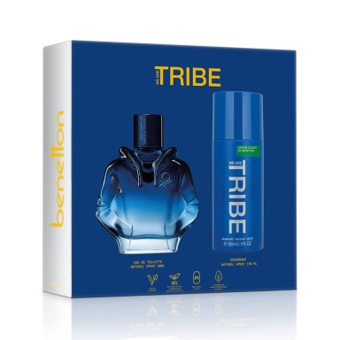 PERFUME BENETTON TRIBE HOMBRE EDT 90 ML + DESODORANTE 150 ML - 2