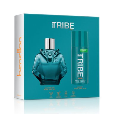PERFUME BENETTON TRIBE COOL HOMBRE EDT 90 ML + DESODORANTE 150 ML - 2