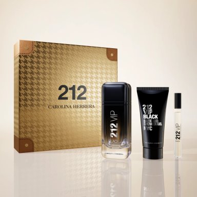 PERFUME CAROLINA HERRERA 212 VIP BLACK 100 ML+ SHOWER GEL 100 ML+ MEGA SPRITZER 10 ML HOMBRE - 2