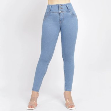 JEANS SKINNY MUJER KANSAS CELESTE 011625B - 1