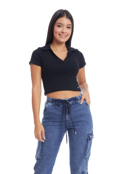 POLO MUJER METAL JEANS RIB CAMISERO SAMI - 1