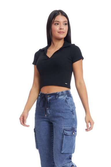 POLO MUJER METAL JEANS RIB CAMISERO SAMI - 2