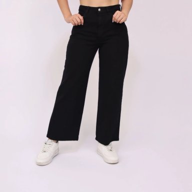 JEAN RECTO MUJER KAYRA POBLET NEGRO STRAIGHT COMFY CROPPED - 1
