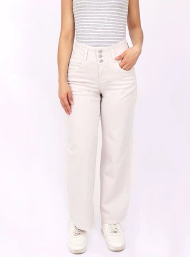 PANTALÓN CASUAL LARGO ALGODÓN STRAIGHT MUJER KAYRA POBLET PERFECT FIT COMFY CROPPED - 1