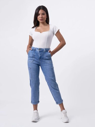 JEANS ALGODÓN MOM MUJER MACHINE GUIAL