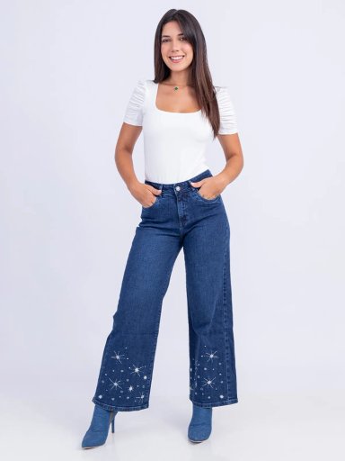 JEANS ALGODÓN WIDELEG MUJER SODA BLUES MERRYNA