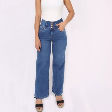 JEANS LARGO ALGODÓN STRAIGHT MUJER KAYRA POBLET PERFECT FIT AZUL