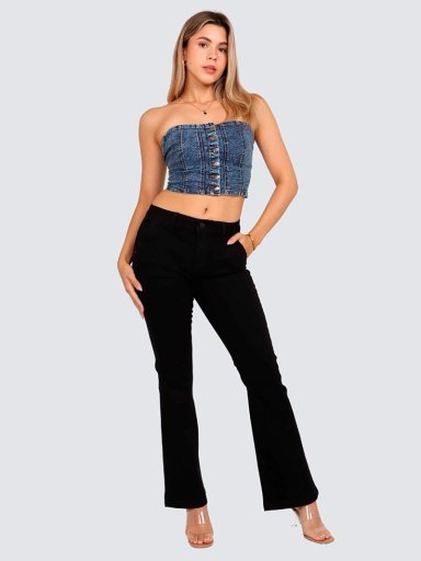 JEANS ALGODÓN FLARE MUJER PARADA 111 NEGRO CRYSTAL