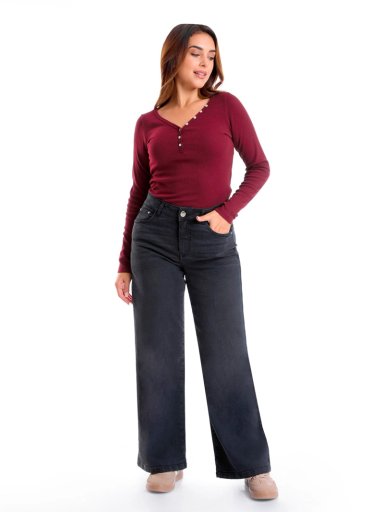 JEANS ALGODÓN WIDE LEG MUJER METAL JEANS ORFELINDA