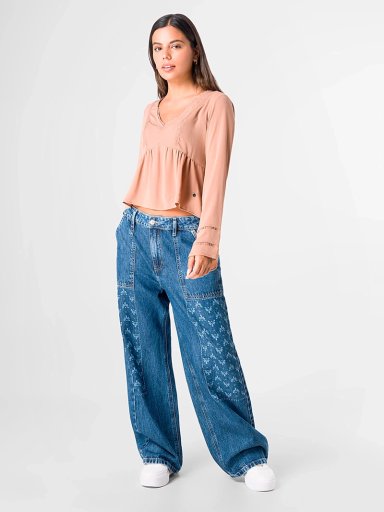 JEAN ALGODÓN SUELTO MUJER SQUEEZE AZUL OSCURO BAGGY STENY