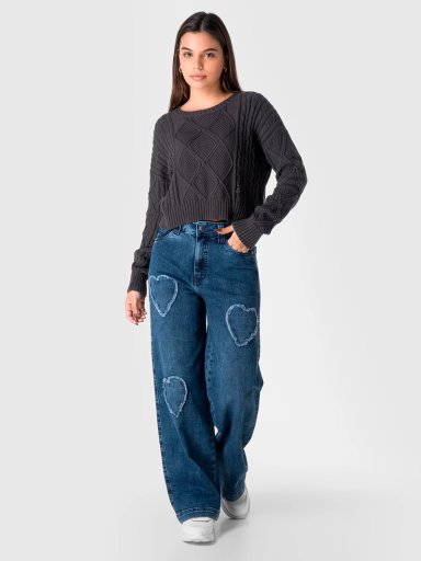 JEAN WIDELEG MUJER SQUEEZE CELESTE ALGODÓN MEINI