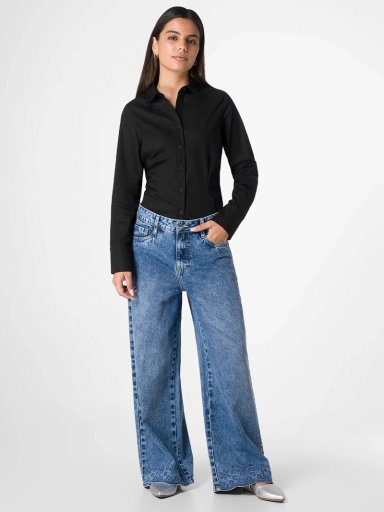 JEAN ALGODÓN WIDELEG MUJER SQUEEZE AZUL OSCURO NIDMY - 1