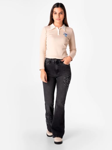 POLO MANGA LARGA MUJER SQUEEZE BEIGE - 1