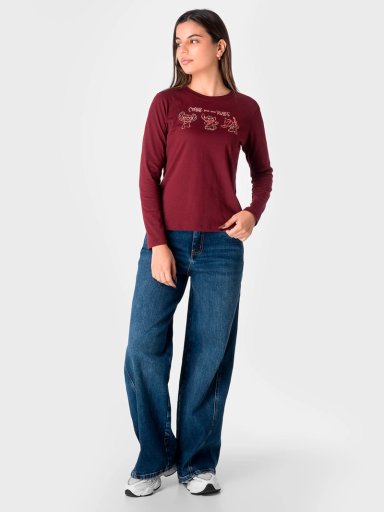 POLO MANGA LARGA MUJER SQUEEZE ROJO OSCURO