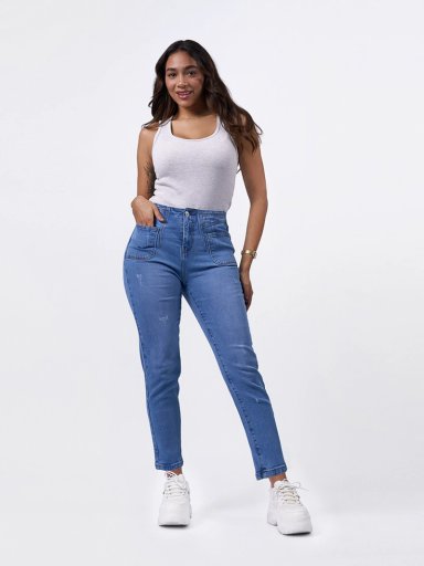 JEANS ALGODÓN SLOUCHY MUJER MACHINE - 1
