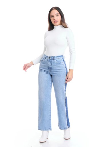 JEANS WIDELEG ALGODÓN MUJER METAL JEANS DIAMANTE