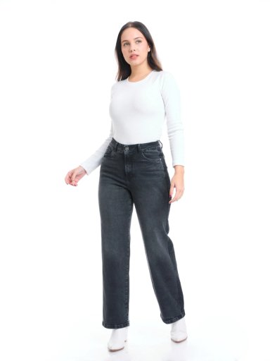 JEANS WIDELEG ALGODÓN MUJER METAL JEANS DIAMANTE