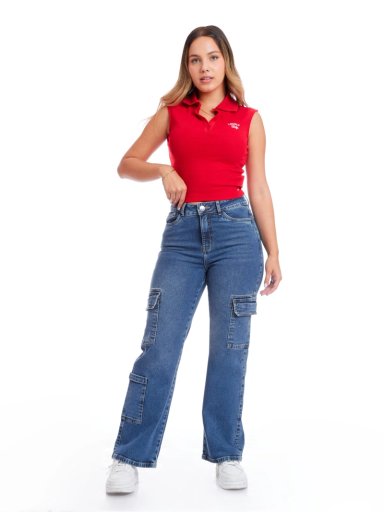 JEANS ALGODÓN CARGO MUJER METAL JEANS OLENKAII - 1