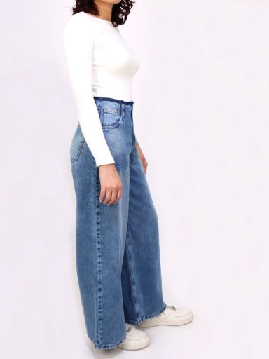JEAN REGULAR MUJER KAYRA POBLET PERFECT FIT CELESTE WIDE LEG - 2