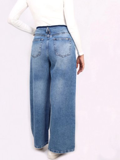 JEAN REGULAR MUJER KAYRA POBLET PERFECT FIT CELESTE WIDE LEG - 3
