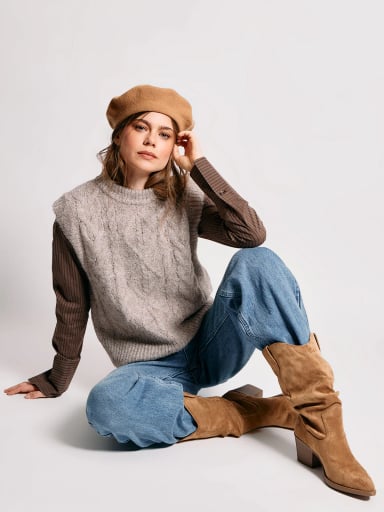 BLUSA MANGA LARGA MUJER INDEX BROWN - 5
