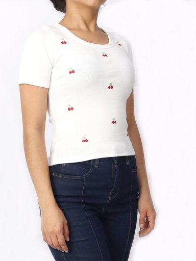 POLO MANGA CORTA MUJER KAYRA POBLET PERFECT FIT RIB CHERRY VF HUESO