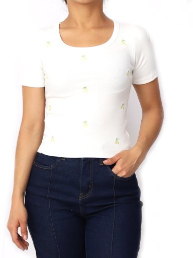 POLO MANGA CORTA MUJER KAYRA POBLET PERFECT FIT RIB  LIMON VF HUESO