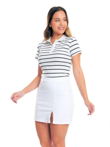 POLO MANGA CORTA ALGODÓN MUJER METAL JEANS RIB RAYAS DANIA - 3