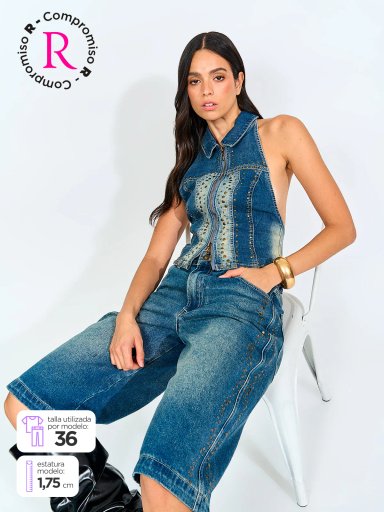 SHORT LARGO ALGODÓN MUJER INDEX TACHAS - 3