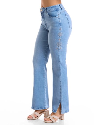 JEANS FLARE MUJER METAL JEANS BORDADO ANDINA - 2