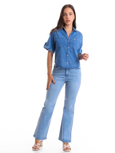 JEANS FLARE MUJER METAL JEANS BORDADO ANDINA - 4
