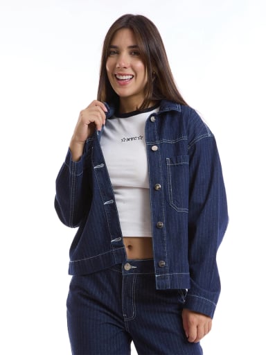 CASACA MUJER METAL JEANS RAYAS ROMA - 3